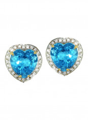 18 Karat Gold 0.28Ct Diamond And Topaz Studded Earrings