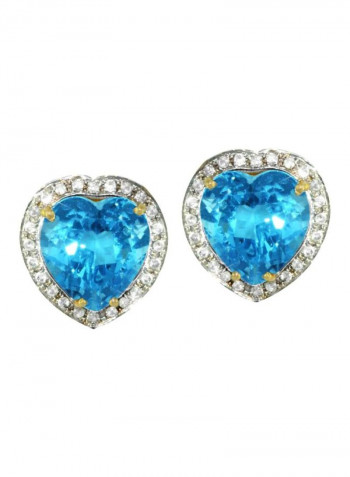 18 Karat Gold 0.28Ct Diamond And Topaz Studded Earrings
