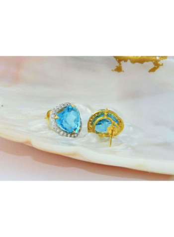 18 Karat Gold 0.28Ct Diamond And Topaz Studded Earrings