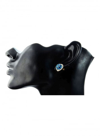 18 Karat Gold 0.28Ct Diamond And Topaz Studded Earrings