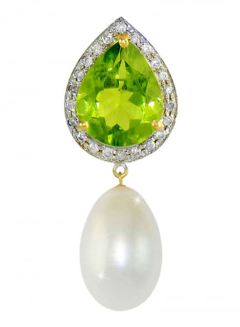 18 Karat Gold Peridot And Pearl Teardrop Earrings