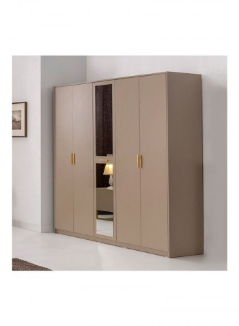 Daphne 5-Door Wardrobe With Mirror Brown