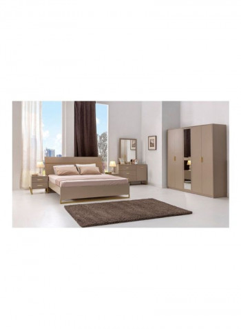 Daphne 5-Door Wardrobe With Mirror Brown