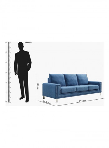 Caster 3-Seater Sofa Blue