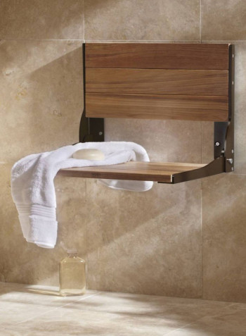 Home Care Wall Mounted Folding Shower Seat Brown/Black