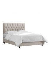 Velvet Tufted Bed With Mattress Beige/White King
