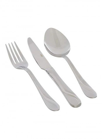 89-Piece Rivers Sapphire Satin Wooden Cutlery Set Silver