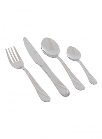 89-Piece Rivers Sapphire Satin Wooden Cutlery Set Silver
