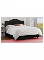 Inset Nail Button Bed Without Mattress Black 160 x 200centimeter