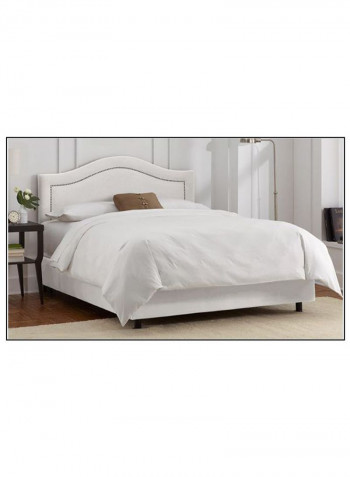 Inset Nail Button Bed Without Mattress White 160 x 200centimeter