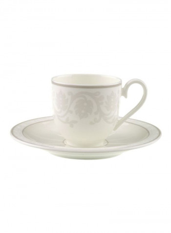 12-Piece Pearl Espresso Cup And Saucer Set White/Grey