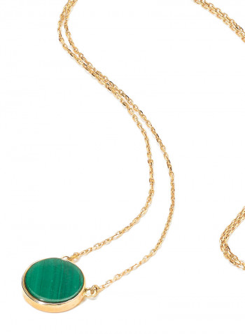 18 Karat Rose Gold Malachite Single Stone Necklace