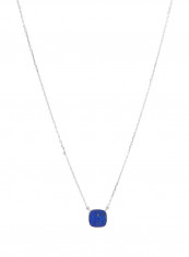 18 Karat White Gold Lapis Lazuli Single Stone Necklace
