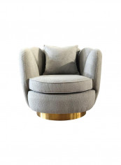 1 Seater Fabric Sofa Grey/Gold 89x83x80cm