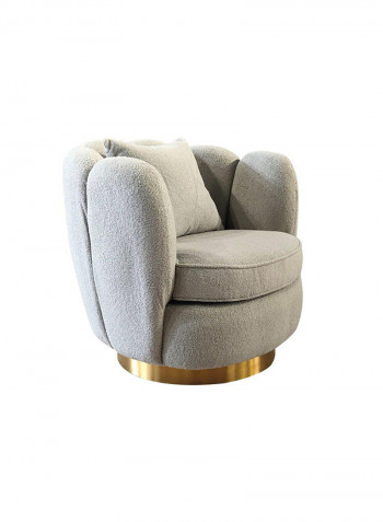 1 Seater Fabric Sofa Grey/Gold 89x83x80cm