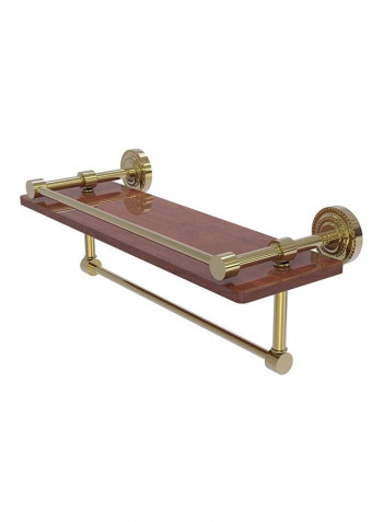Dottingham Collection Towel Bar Wooden Shelf Brown/Gold 16inch
