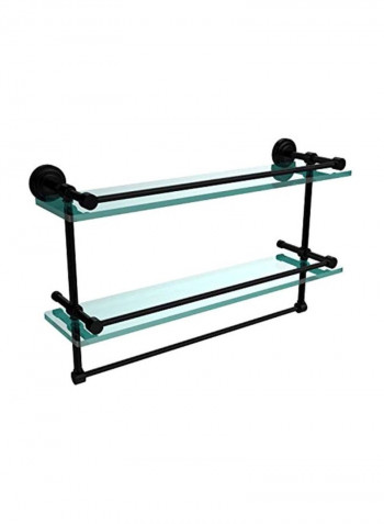 Dottingham Gallery Double Towel Bar Glass Shelf Black/Green 22inch