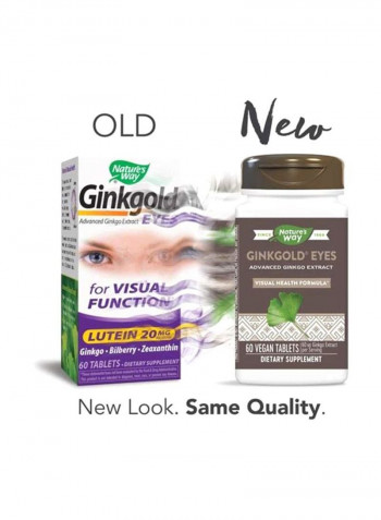 Pack Of 6 Ginkgold Eyes Visual Health Formula Dietary Supplement 60 mg - 60 Vegan Capsules