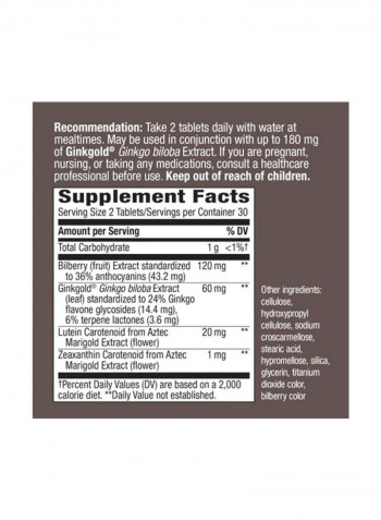 Pack Of 6 Ginkgold Eyes Visual Health Formula Dietary Supplement 60 mg - 60 Vegan Capsules