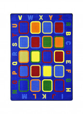 Kid Essentials Early Childhood Alphabet Tiles Area Rug Blue 162.56 x 233.68centimeter