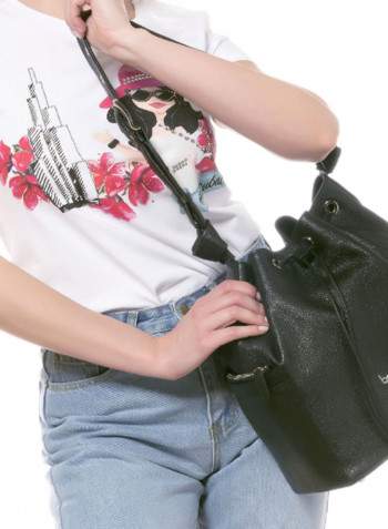 Adjustable Strap Nora Bucket Bag Black