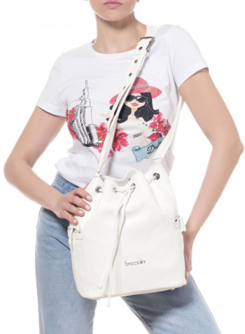 Adjustable Strap Nora Bucket Bag White