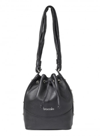 Logo Detail Margot Bucket Bag Black