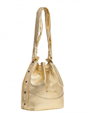 Margot Round Rivet Detail Bucket Bag Gold
