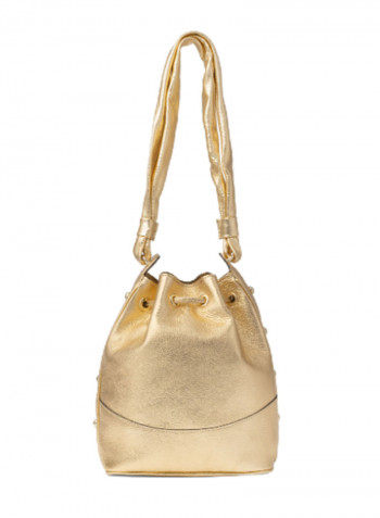 Margot Round Rivet Detail Bucket Bag Gold