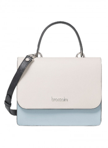 Michelle Logo Detail Shoulder Bag White/Blue/Black