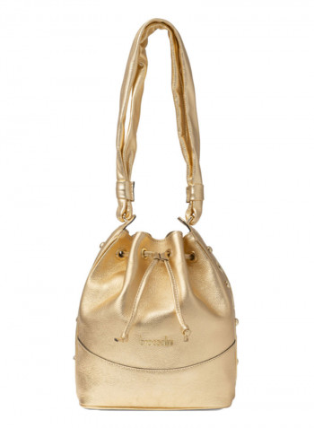 Logo Detail Margot Bucket Bag Gold