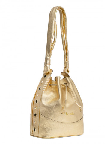 Logo Detail Margot Bucket Bag Gold