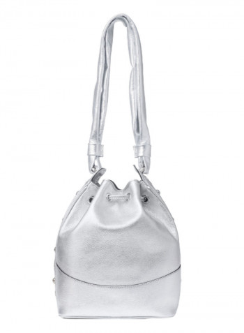 Logo Detail Margot Bucket Bag Silver