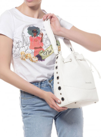 Logo Detail Margot Bucket Bag White