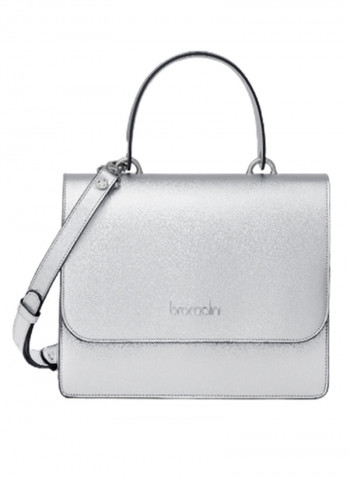 Michelle Logo Detail Shoulder Bag Silver