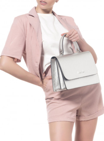 Michelle Logo Detail Shoulder Bag Silver
