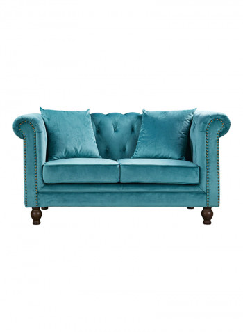 2-Seater Sofia Tufted Sofa With Scatter Cushions Blue