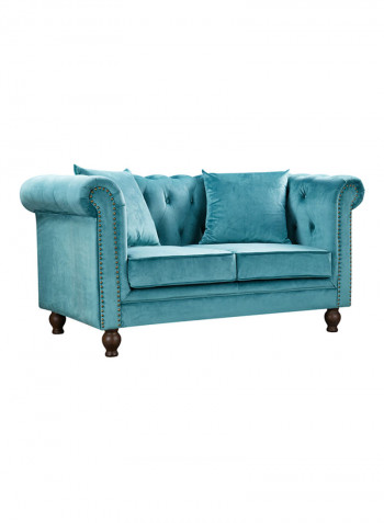 2-Seater Sofia Tufted Sofa With Scatter Cushions Blue