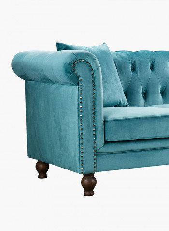 2-Seater Sofia Tufted Sofa With Scatter Cushions Blue