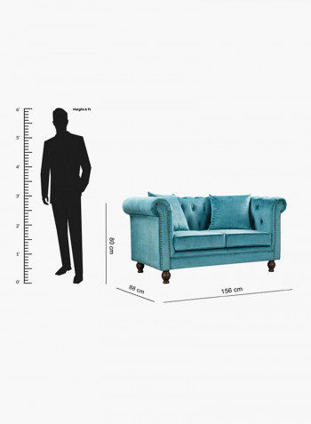 2-Seater Sofia Tufted Sofa With Scatter Cushions Blue
