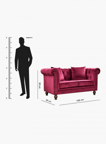 2-Seater Sofia Tufted Sofa With Scatter Cushions Red