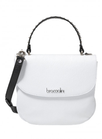 Naomi Logo Detail Shoulder Bag White/Black/Silver