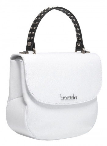 Naomi Logo Detail Shoulder Bag White/Black/Silver