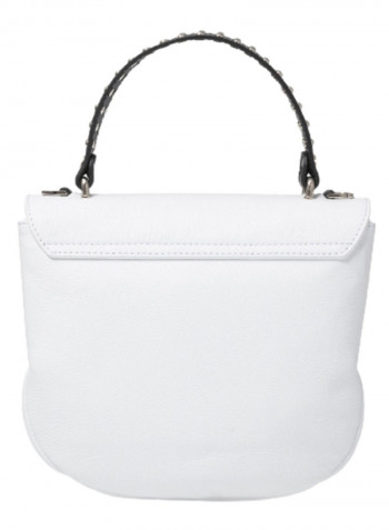 Naomi Logo Detail Shoulder Bag White/Black/Silver