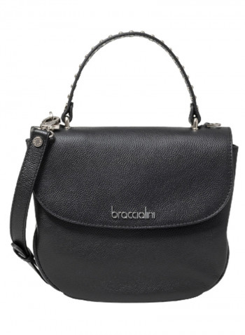 Naomi Logo Detail Shoulder Bag Black/Silver
