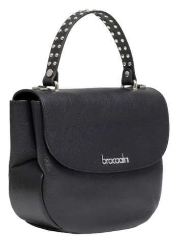 Naomi Logo Detail Shoulder Bag Black/Silver