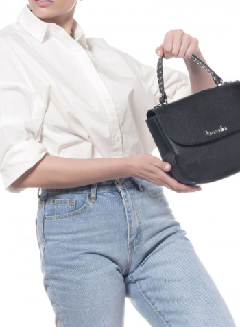 Naomi Logo Detail Shoulder Bag Black/Silver