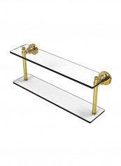 Washing Square Collection Two Tiered Glass Shelf Clear/Gold 22inch