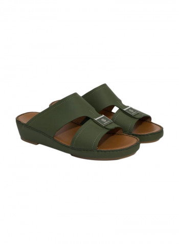 Leather Arabic Sandals Green/Brown