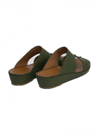 Leather Arabic Sandals Green/Brown